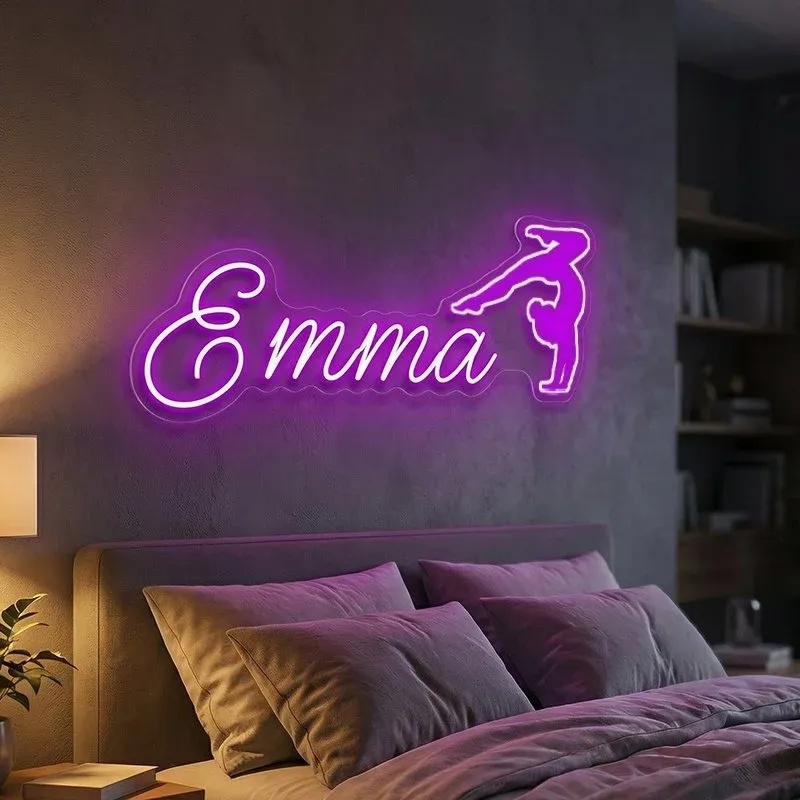 Personalized Gymnastics Neon Sign Custom Athlete Name Decor
