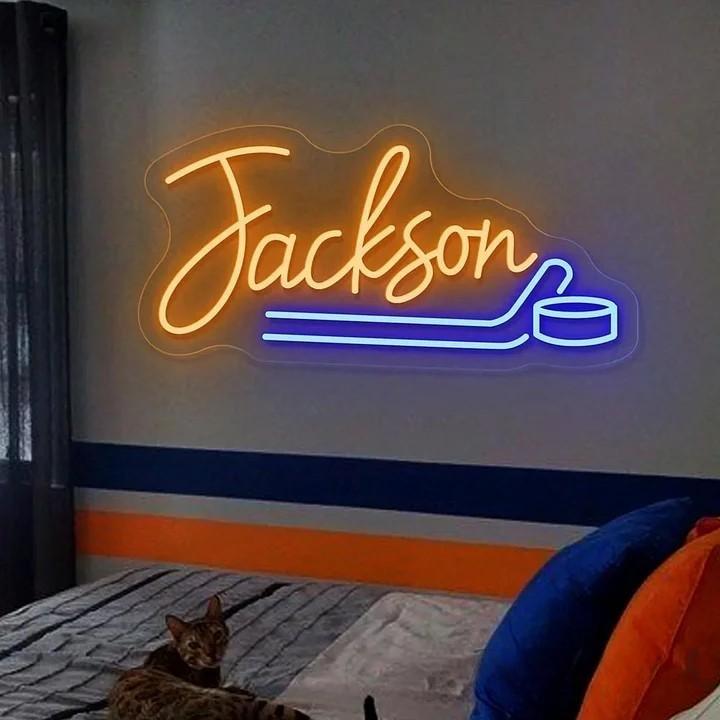 Custom Hockey Neon Sign Hockey Name Teens Boy's Bedroom Wall Decor