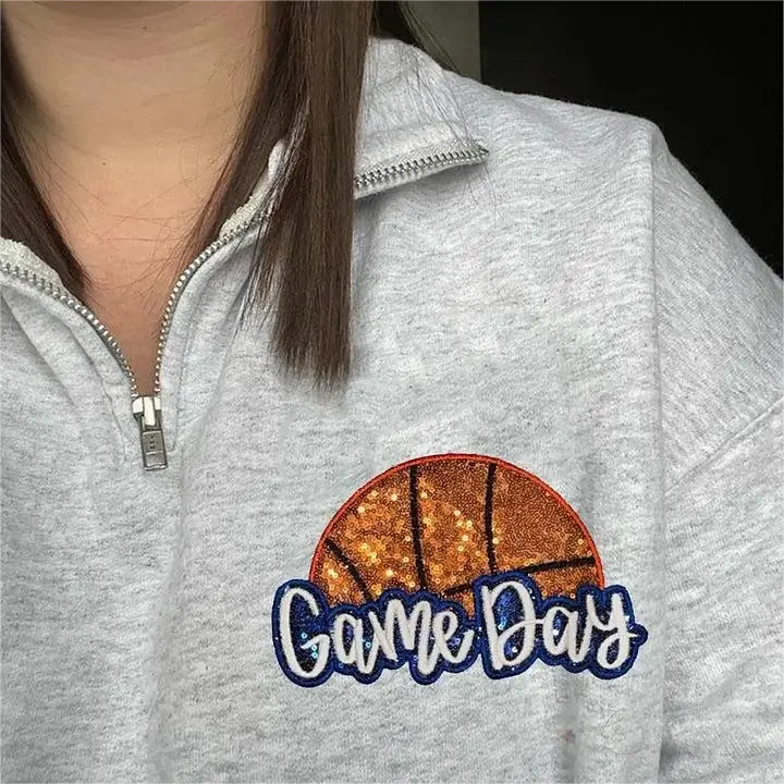 Basketball Game Day Personalized Quarter Zip Sweatshirt Basketball Mom Sweatshirt