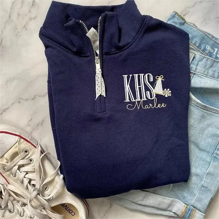 Embroidered Cheer Quarter Zip Pullover Personalized Cheerleading Gift | Gifts for Sports Mom