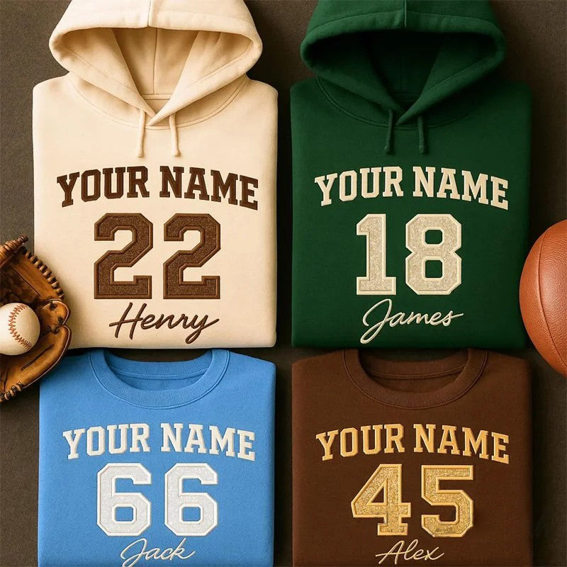 Custom Number Glitter Embroidered Sweatshirt Personalized Team Apparel | Gifts for Sports Mom