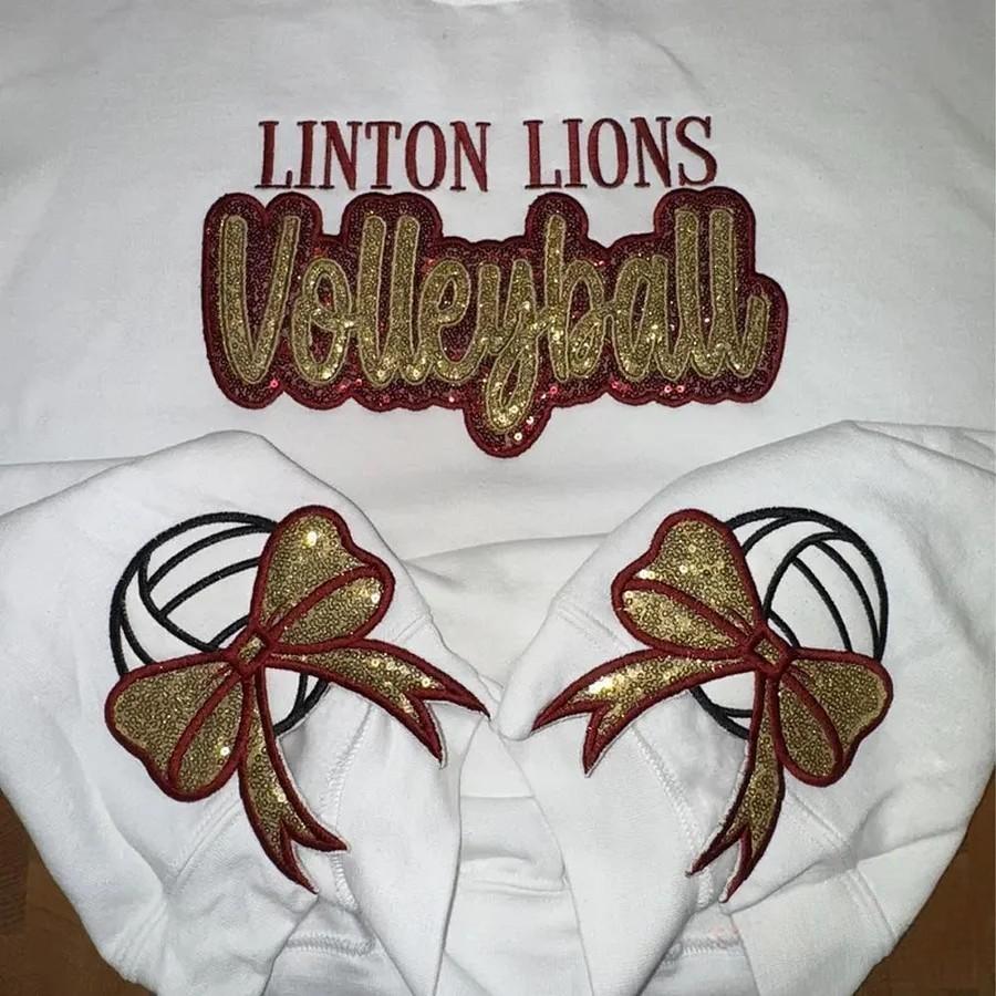Personalized Volleyball Sweatshirt with Side Bows Volleyball Mom Sequin Sweatshirt | Gifts for Sports Mom