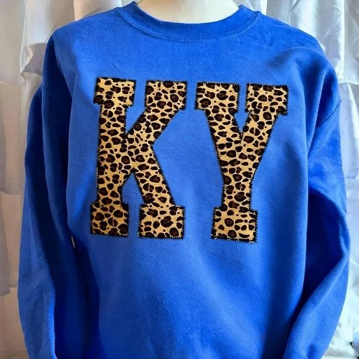 Personalized Leopard Embroidered Letter or Number Sweatshirt Team Spirit Crewneck | Gifts for Sports Mom